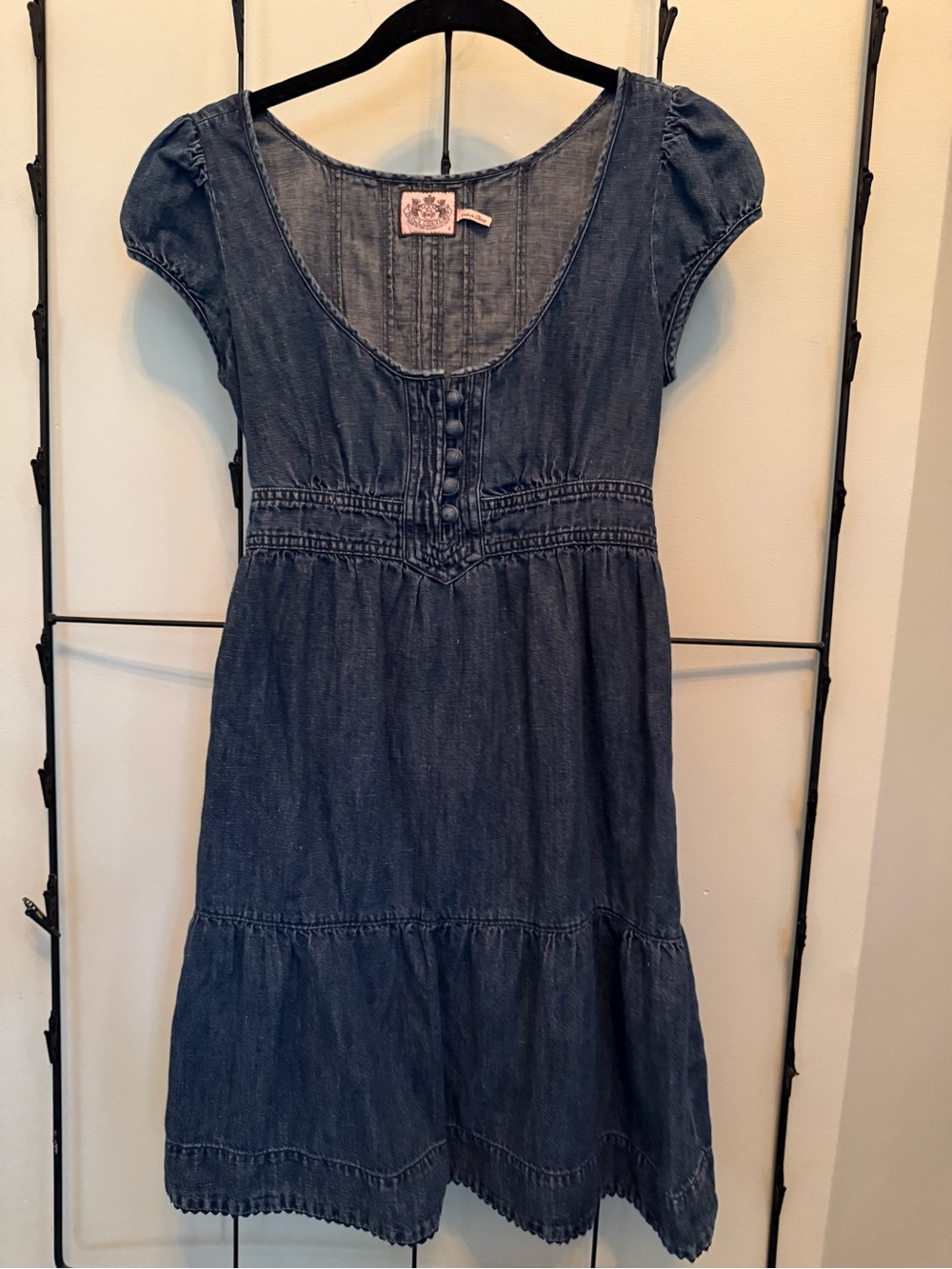 VINTAGE Juicy Couture Blue Denim Scoopneck Dress with Pink Label